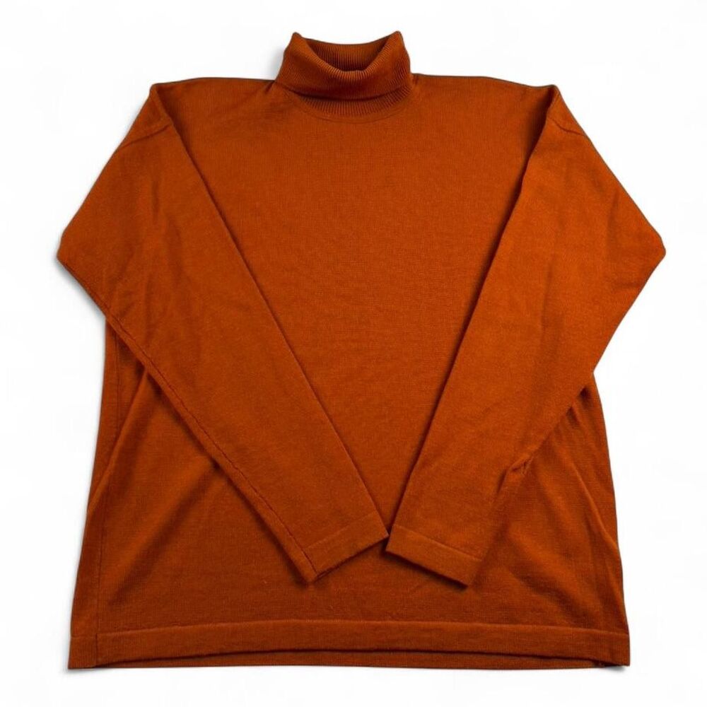 Ellen Tracy Merino Wool Turtleneck Sweater Orange Women’s Size Medium